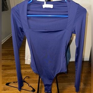 QINSEN Bodysuit for Women Square Neck Long Sleeve